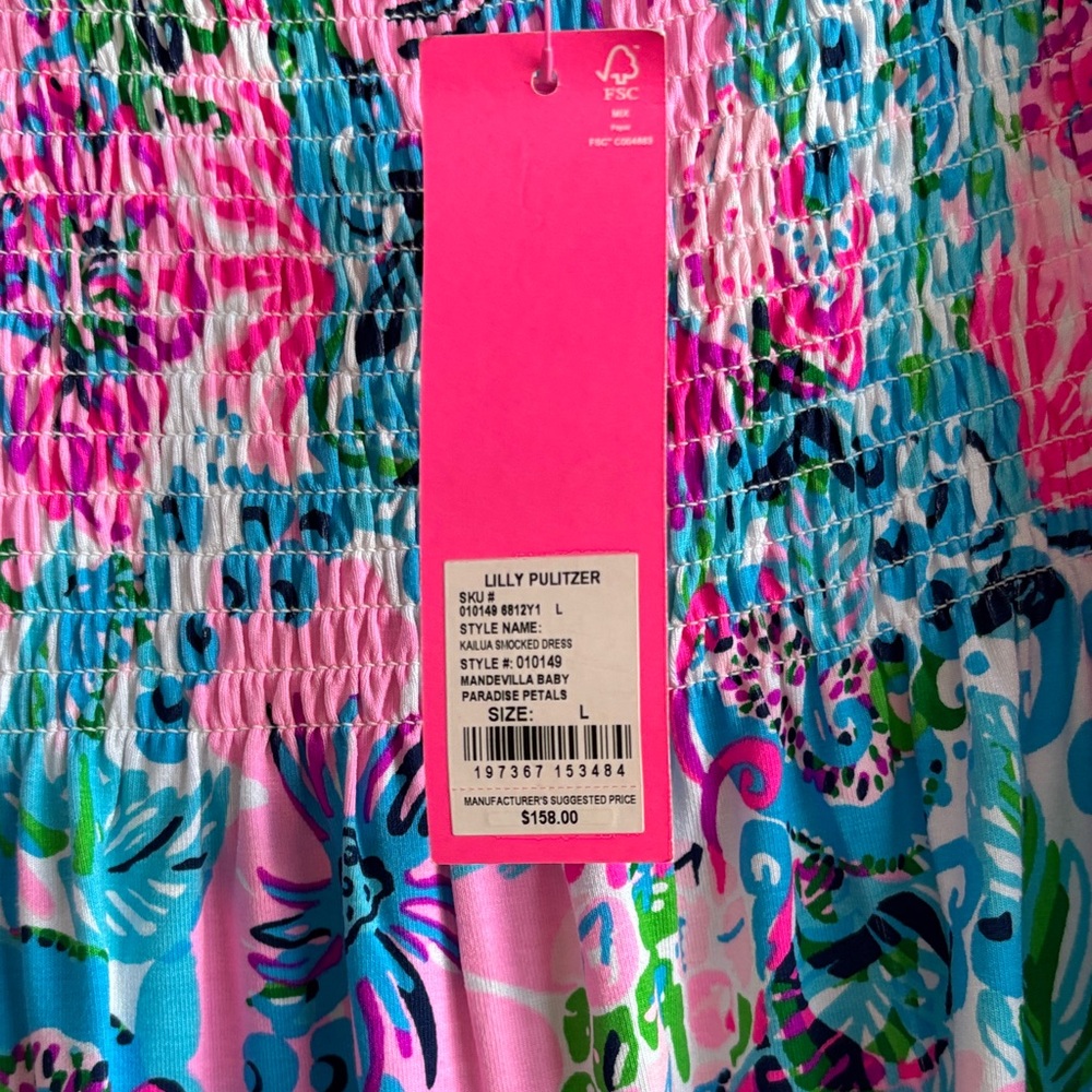 ‼️Sold‼️Lilly Pulitzer kailua smocked dress paradise petals - Picture 7 of 11